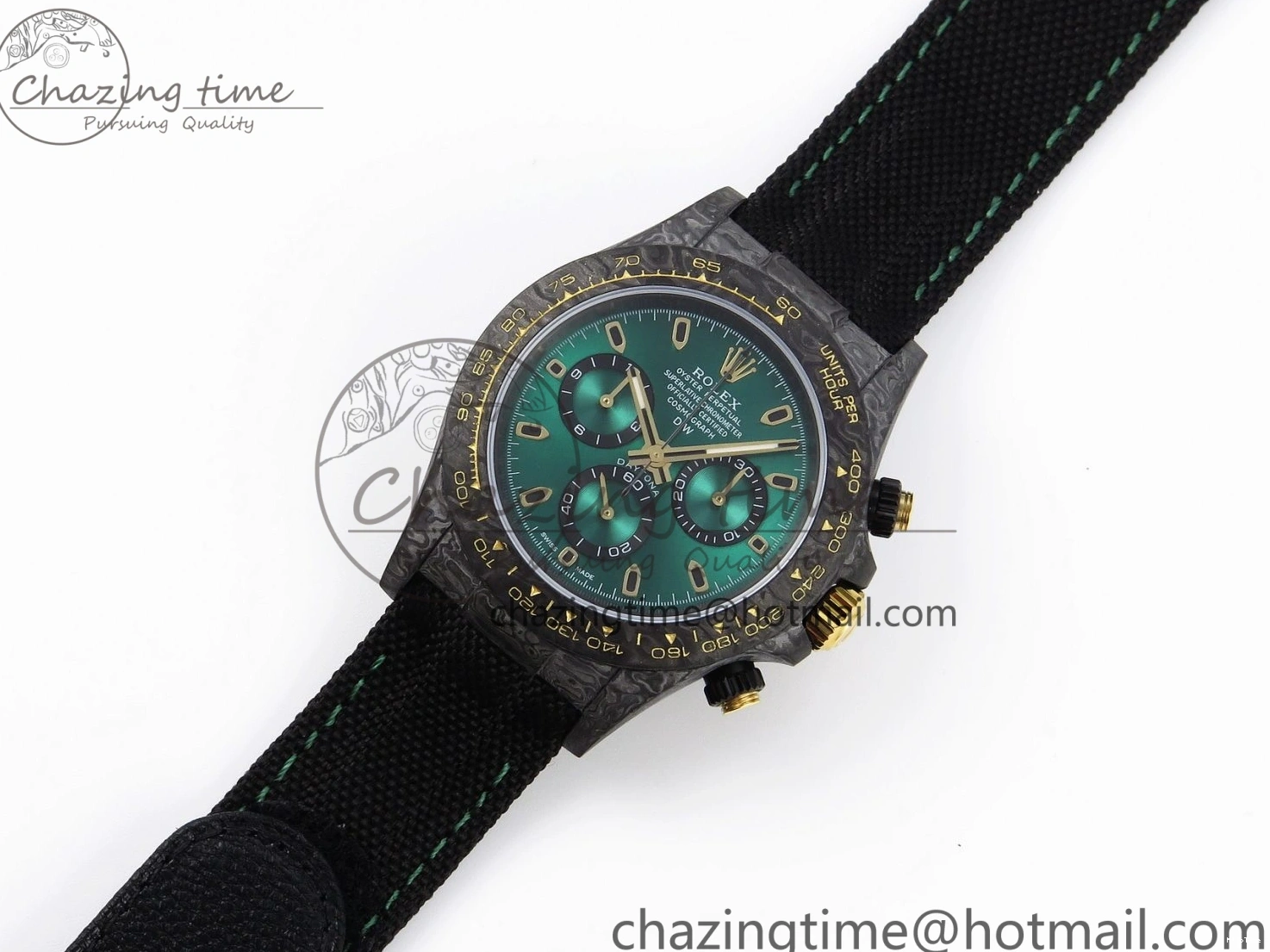 MiroTime 0407 TimelessDesign Daytona DIW Carbon YG Case and Bezel DIWF Edition Green Dial on Black Nylon Strap A 1883